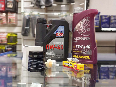 Комплект для ТО снегоходы SF/Капитан (масл. ДВС, масл. КПП, фильтр масл, фильтр топл, свеча)